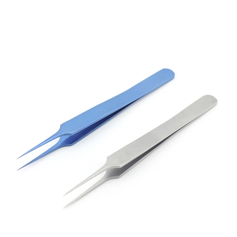 Microinstrument Ophthalmic Tweezers 11cm Straight Tip Tweezers Vascular Tweezers Extremely Fine Head 0.1mm Non-Injury Tweezers