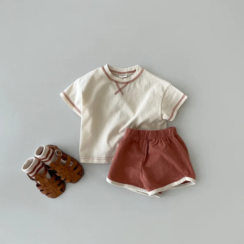 2024 New Baby Summer Short Sleeve Clothes Set Infant Cute Letter Embroidered T Shirt + Shorts 2pcs Suit Baby Cotton Outfits