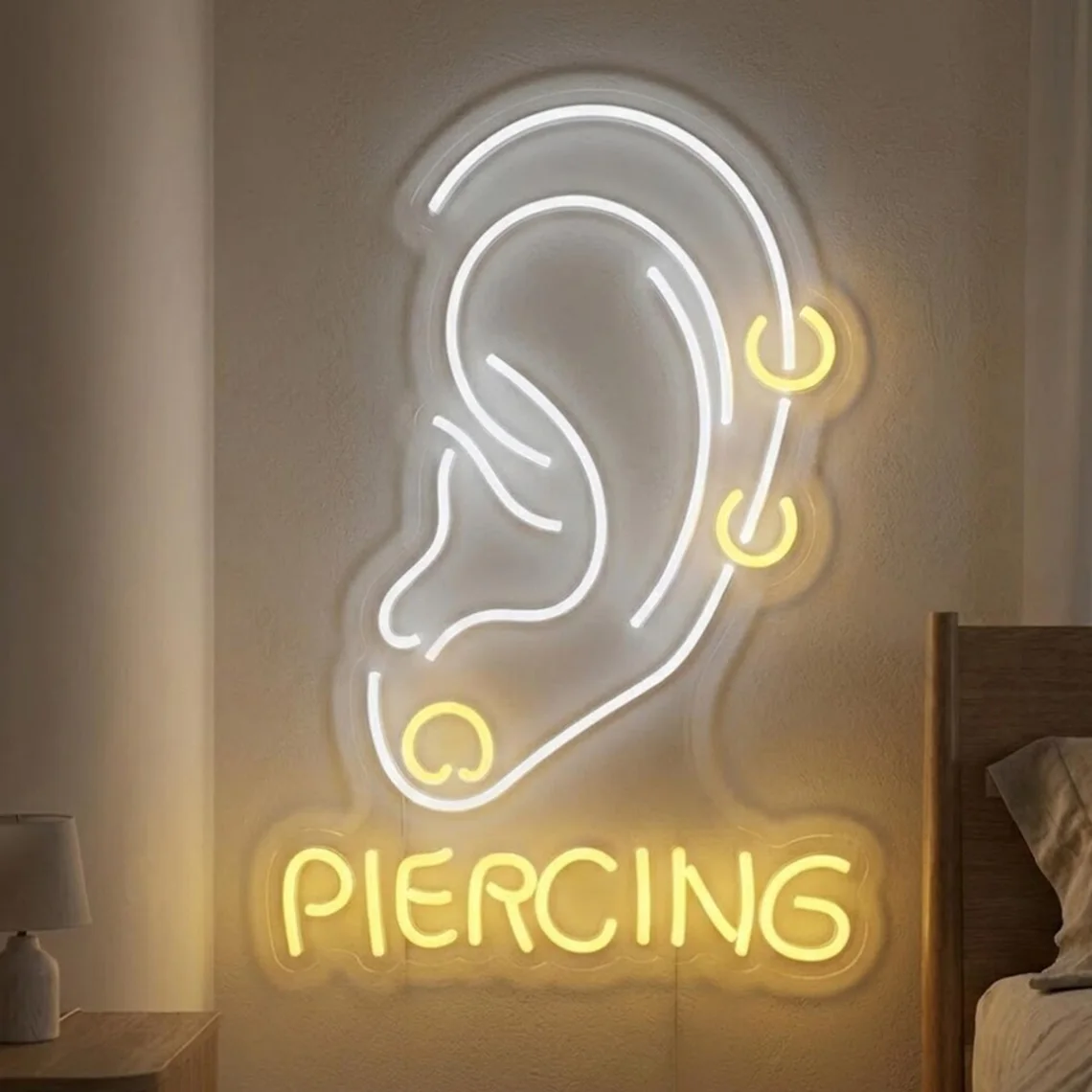 Personalized Ear Piercing Neon Sign Art Wall Art Jewelry Salon Ear Piercing Shop Wall Decor