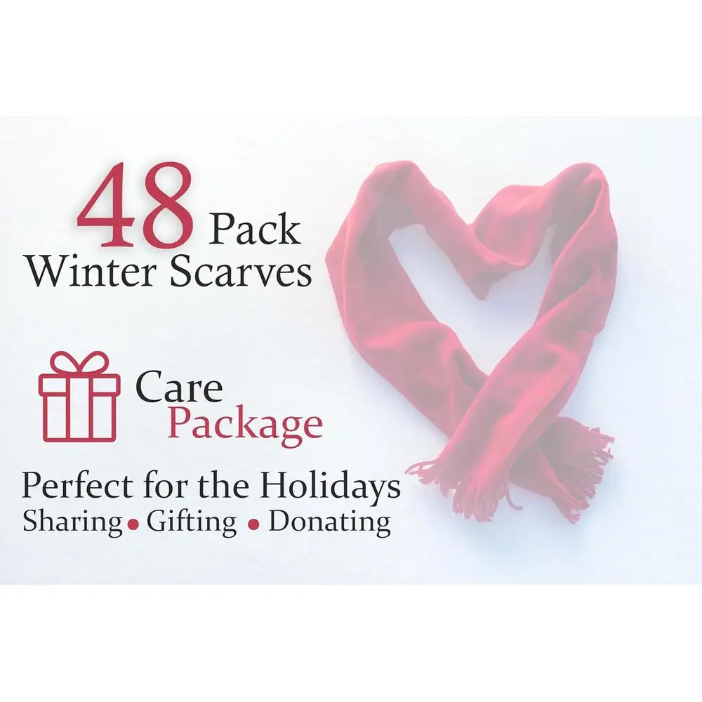 عبوة كبيرة مكونة من 48 أوشحة شتوية دافئة من الصوف للجنسين لتبرع الرجال والنساء