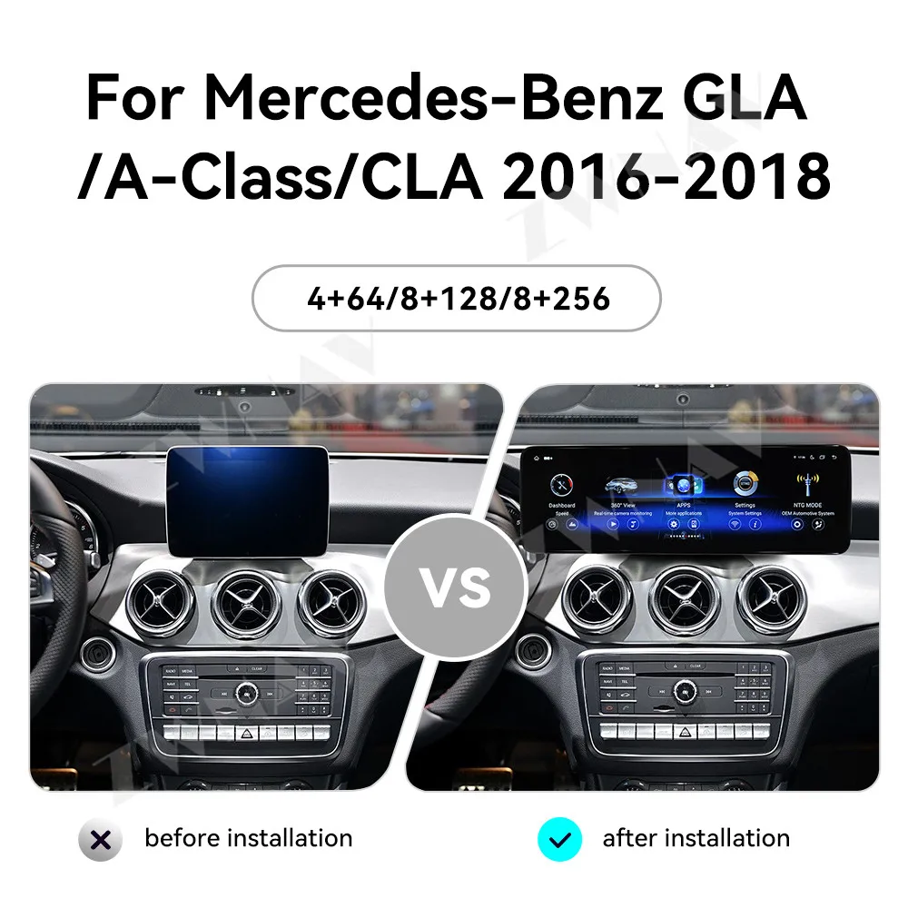 14.9Inch Car Multimedia Player For Mercedes Benz GLA A Class CLA 2016-2018 Android 14 Stereo GPS Navigation DSP CarPlay Auto BT