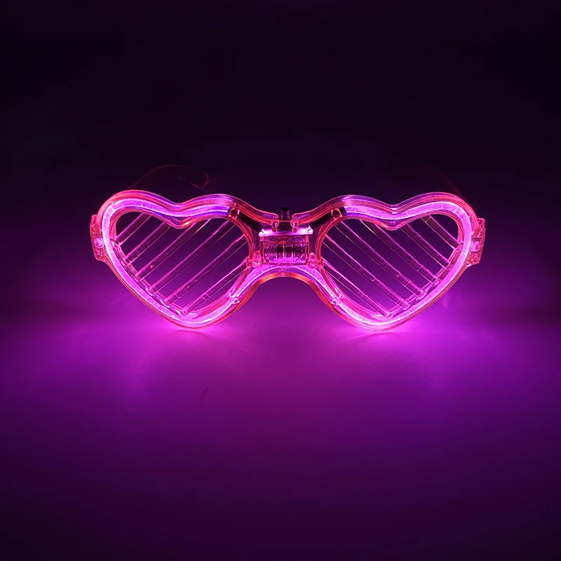 Hot Sales Glowing Heart Shape Glasses Night Show Fashion Fluorescent Eyewear Luminous Carnival Supplies Wedding Light Up Props