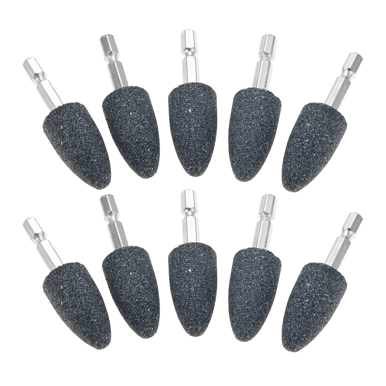 Broyeur de sable cylindrique en corindon avec tige hexagonale de 1,4 ", tête de 20mm, meuleuse à cône, charbon de meulage, perceuse, accessoires d'outils à distance, 10 pièces