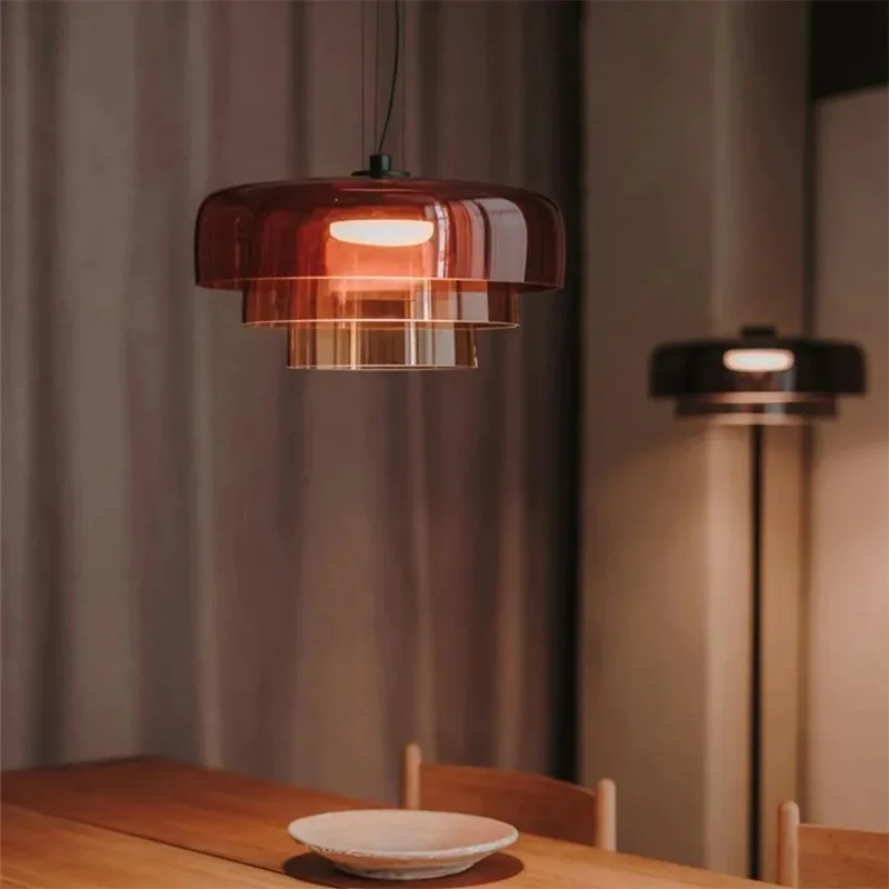 Nordic Retro Glass Chandelier Minimalist Designer Art Lamp for Restaurant Bar Counter Living Room Decor Modern Atmosphere Light