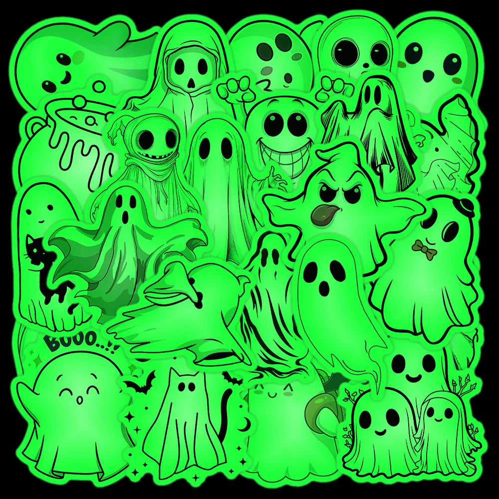 25Pcs Halloween Ghost Vibe Doodle Stickers, Spooky Aesthetic Decals for Skateboard, Laptop Stationery DIY Decor Papery Pop Store