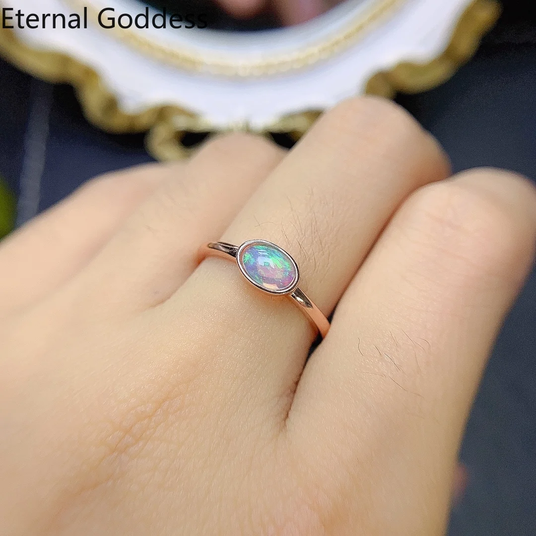 Colored Opal Rings 925 Sterling Silver Oval 4*6mm Rings Fashion Jewelry Wedding Rings Ladies Luxury Jewelry Free Shipping