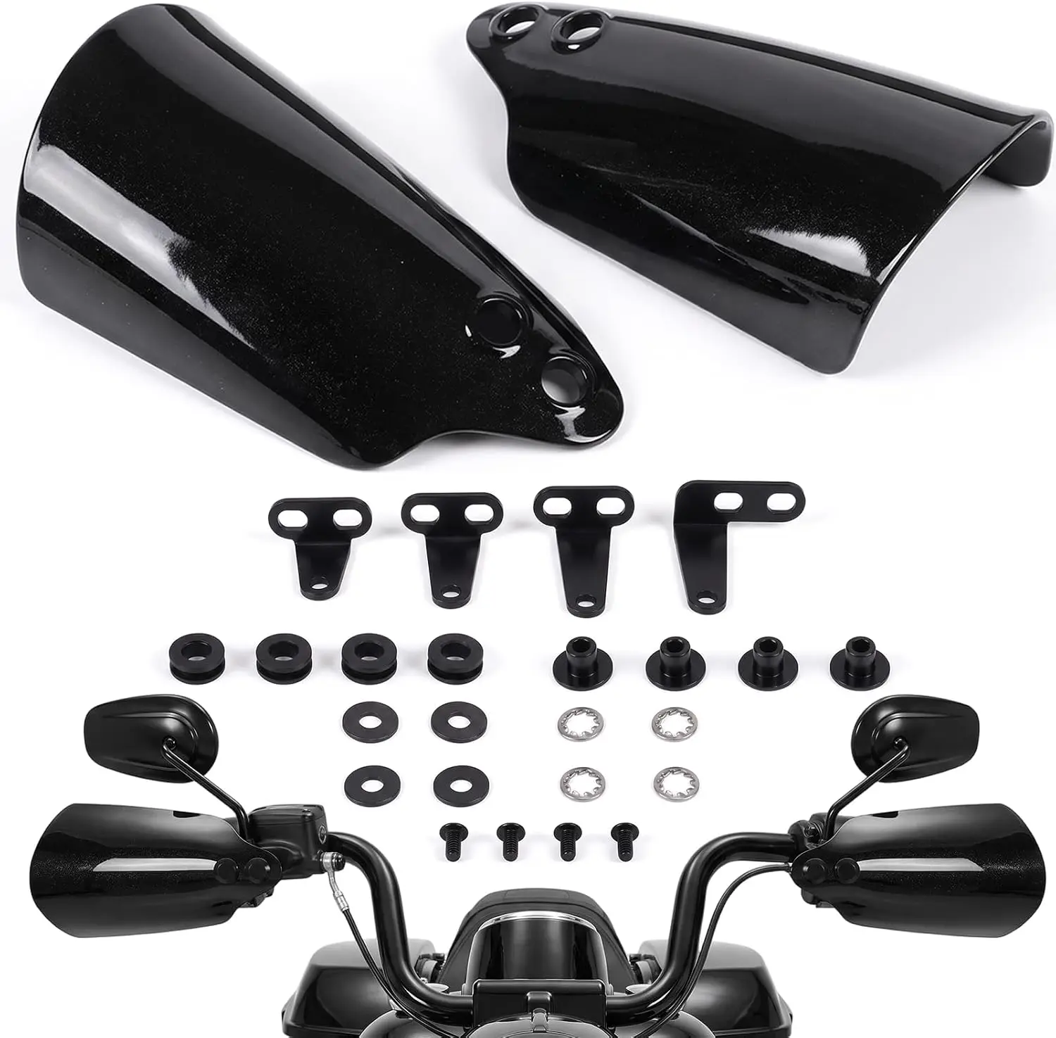 Black Motorcycle Handlebar Handguards, Protective Hand Guards for Motorcycles