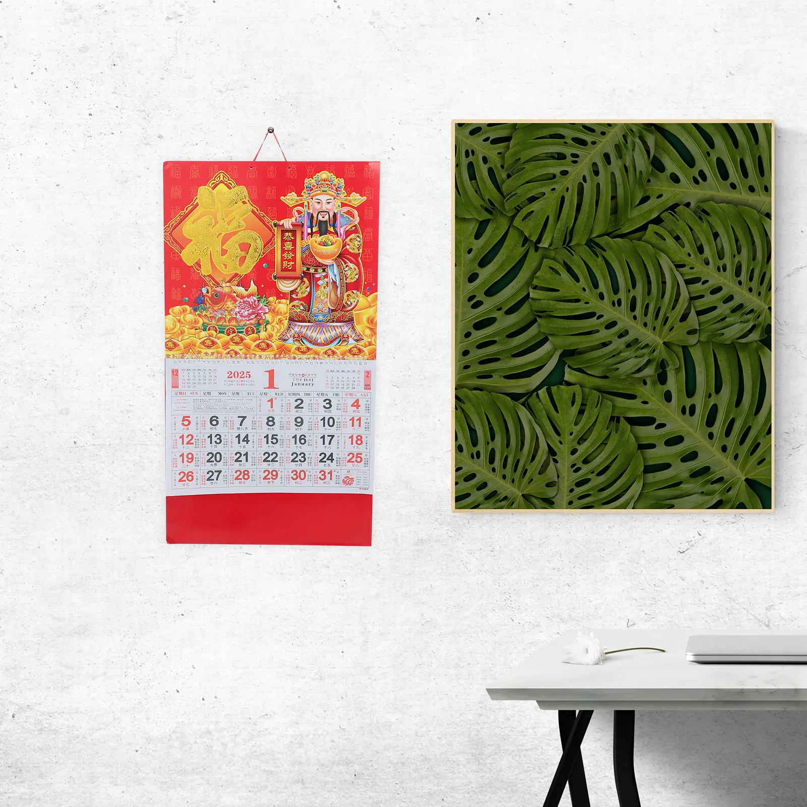 

2025 Chinese New Year Wall Year Of The Snake Monthly Hanging Calendar Red Decorative Paper Office Home Use Large Dry