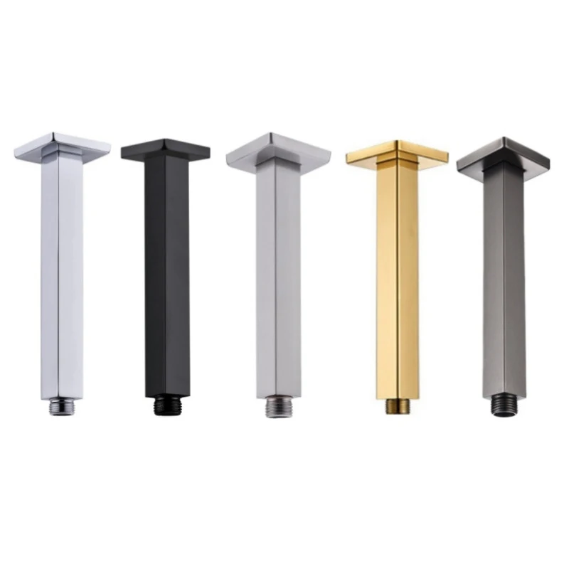 Shower Arm with Flange Ceiling Mounted Fixed Shower Pipe Bathroom Straight Rain Shower Replacement Arm Universal Connection G1/2