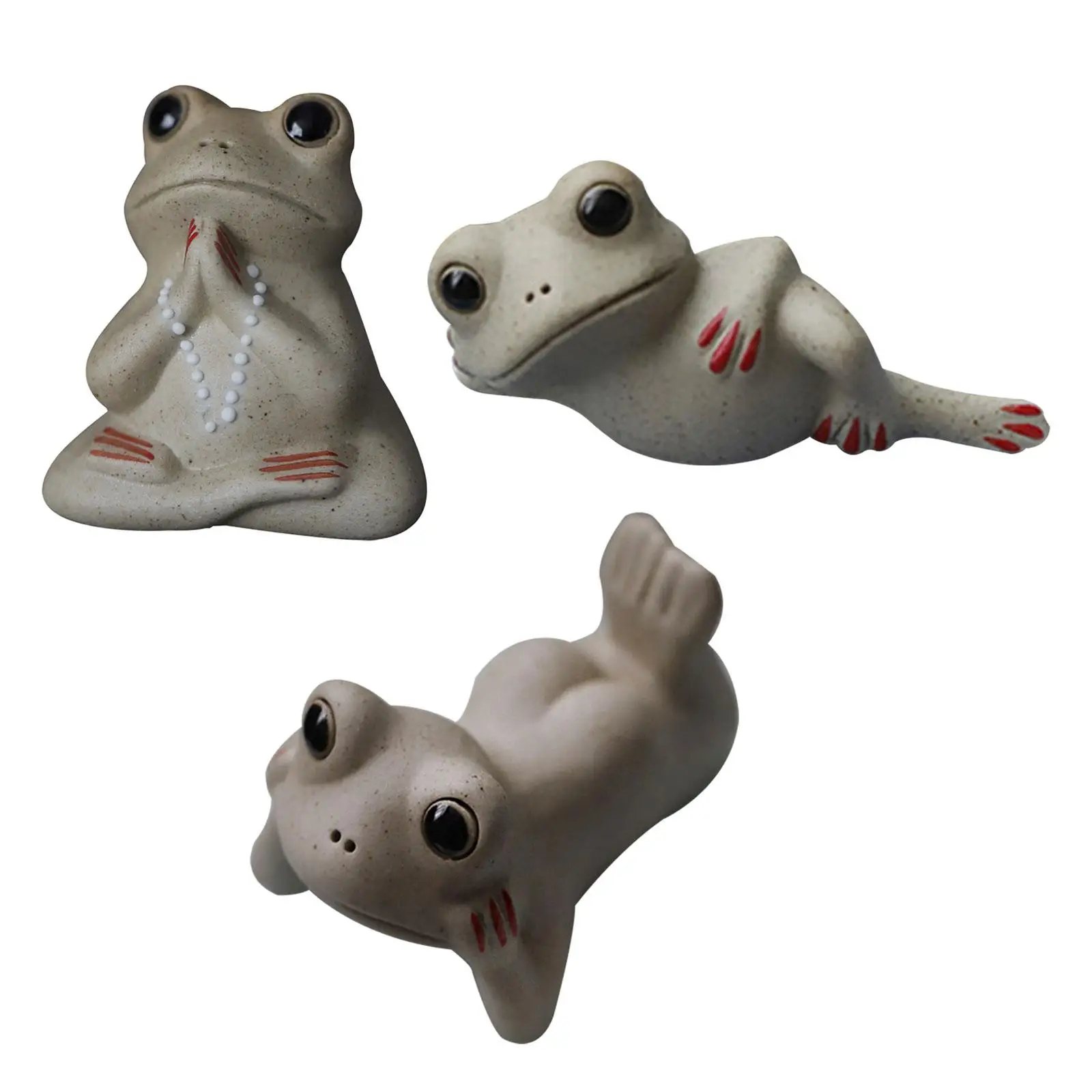 Ceramics Frog Tea Pet Figurine Small Animal Statues for Bedroom Graceful Accessories Lovely Miniatures