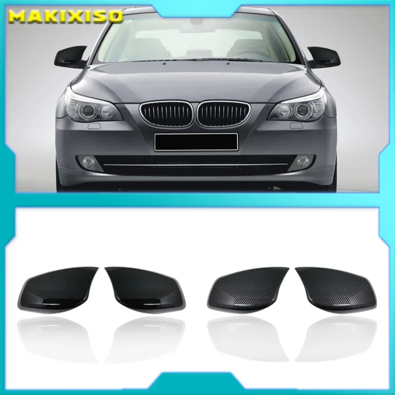 

Carbon Fiber Bright black Side Rearview Mirror Cover For BMW 5 Series E60 E61 525i 528i 528xi 530i 530d