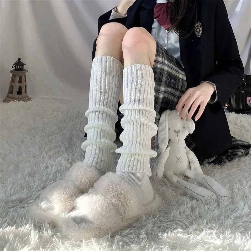 Korean Style Knitted Leg Warmers,Warm Winter Knit Leg Covers for Daily Streetwear Party,Harajuku Aesthetic Sock Accessories view 5