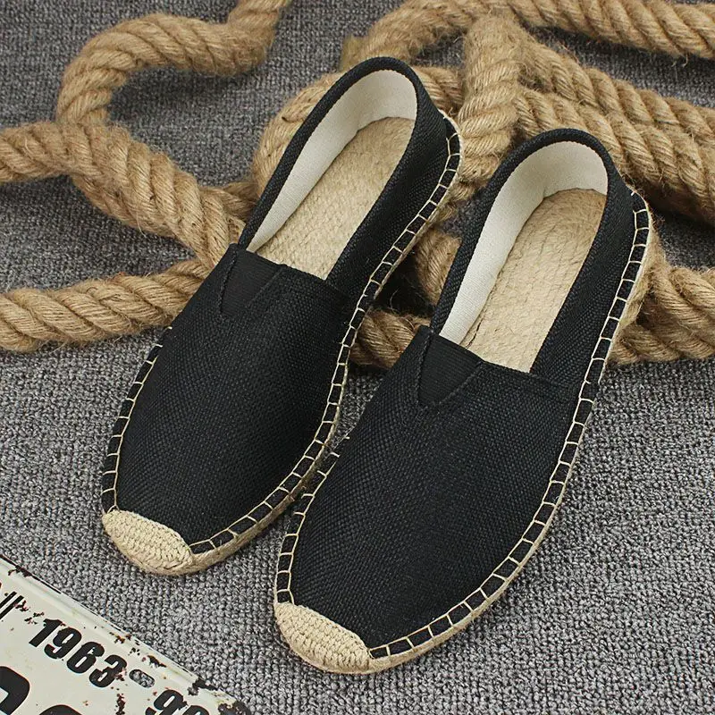 Woman Footwear Black Flat Espadrilles Shoes For Men Comfortable And Elegant Vulcanized With Stylish Summer 2024 Promotion