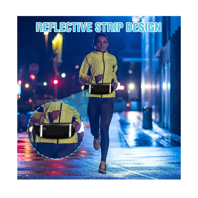 Running Belt Fanny Pack Waist Pocket Secure Jogging Pouch For Phone Keys With Reflective Strip Adjustable Straps Running Bag