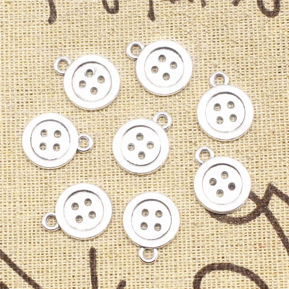 10pcs 12x16mm Buttons Charms Pendant Diy Craft Supplies Woman Jewelri Antique Silver Color