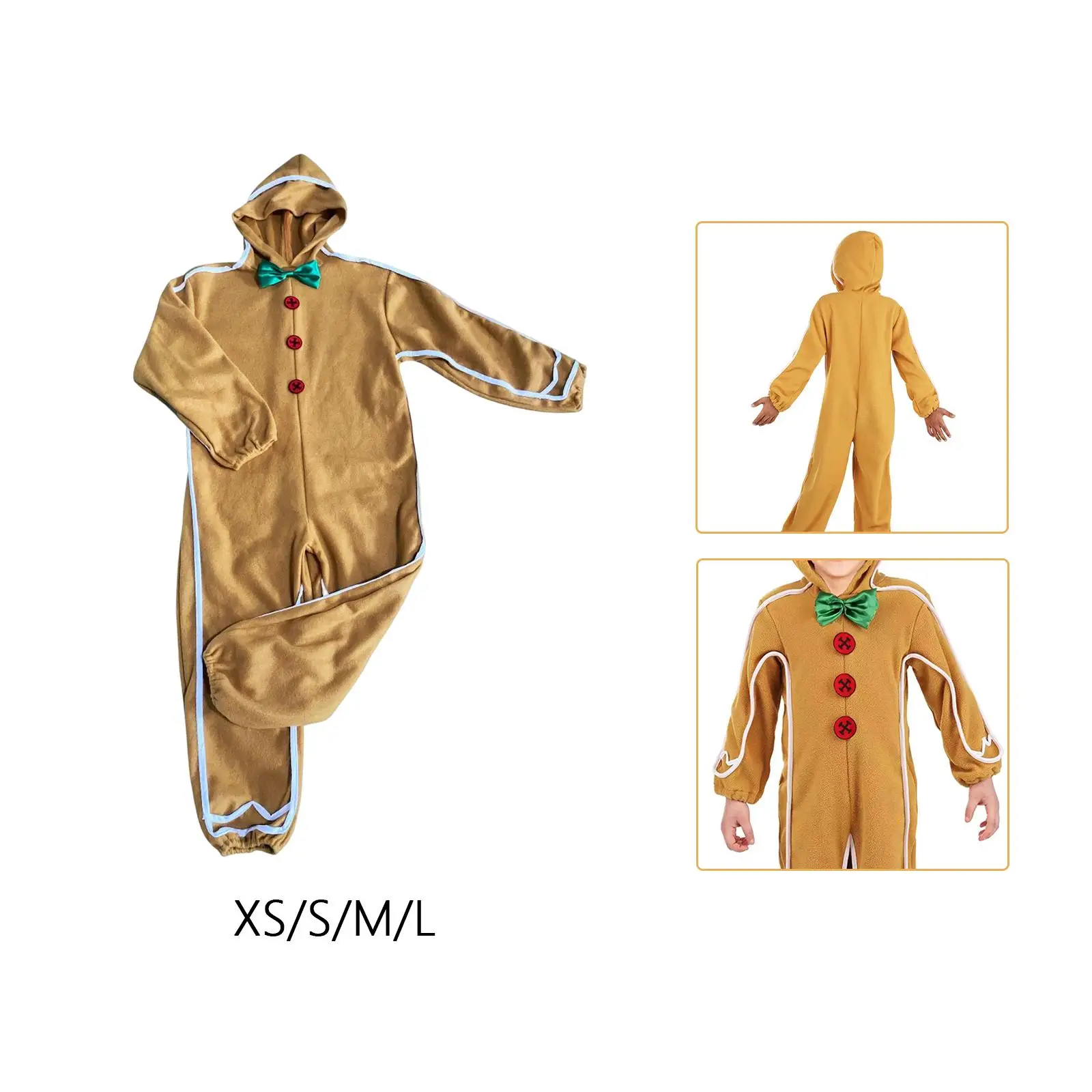 Christmas Outfit Photo Prop Fancy Dress Gingerbread Costume Clothes Jumpsuit for Pretend Play Holiday Masquerade Carnival