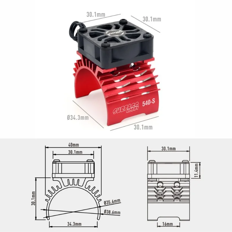 540S 540L RC Motor Heatsink with Fan, Cooling Cooler for 540 550 3650 Brush Motor RC Car