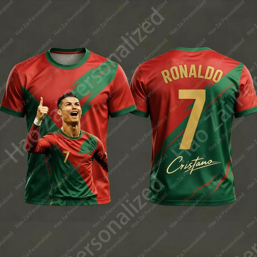2026 Cristiano Ronaldo No. 7 Commemorative Jersey/T-Shirt—Men's and Women's Sports T-Shirts and Kids' Outdoor Sports Tops