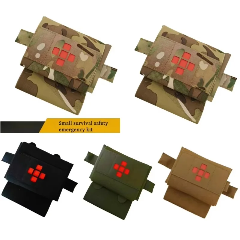 First Aid Kit Camping - 小型で汎用性の高い、迅速展開型の応急処置キット。IFAK（個人用応急処置キット）、サバイバル用、安全用、医療用ポーチ。アウトドア、キャンプ、ハイキング、緊急時、外傷時の応急処置に。