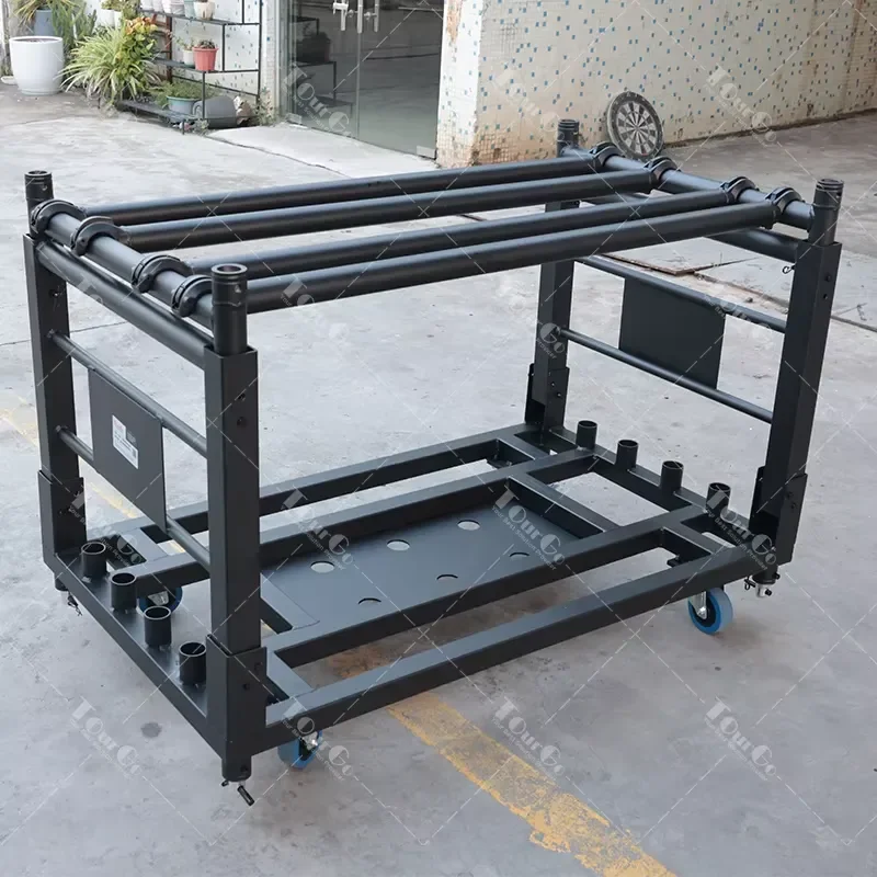 Heavy Aluminum Lighting Cart Black Stackable Foldable Lightweight Transport CP Rack for Stage LED DJ Moving Head Lights