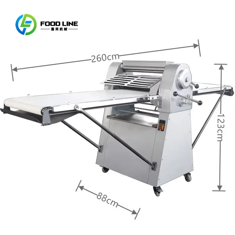Customized Automatic Commercial Laminator with Reversible Rollers for Puff Pastry and Croissant Sheeting