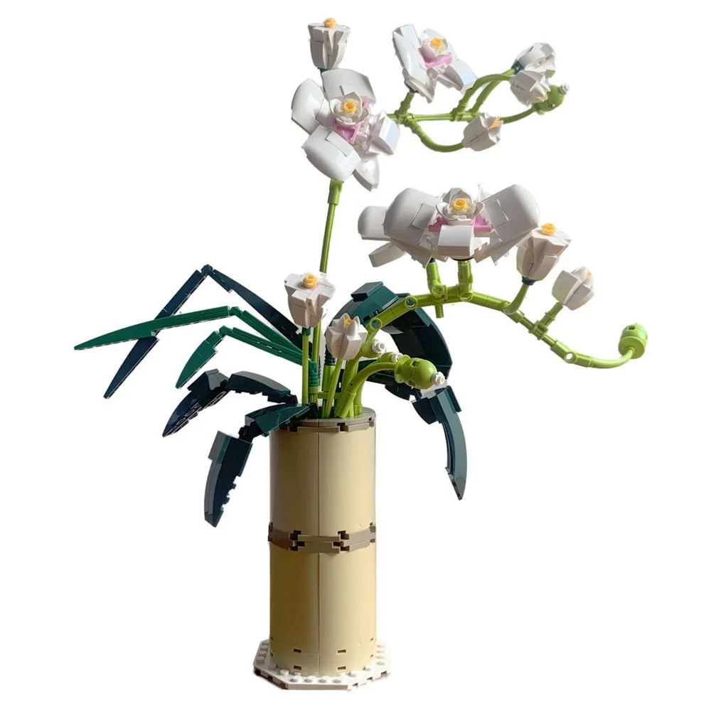 Fiori orchidea Building Blocks Kit Bonsai Botanical Decor Home Office artificiale floreale Bonsai Set regalo giocattolo per adulti bambini