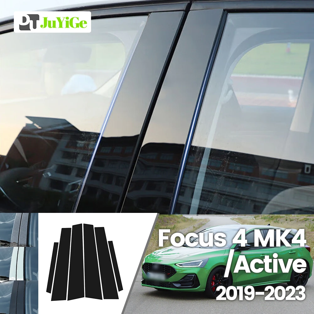 

For Ford Focus 4 MK4 Active 2019-2023 2020 2021 2022 Bright Black Carbon Fibre Window Door B C Sticker