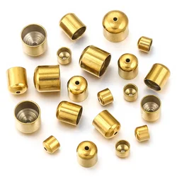 20pcs Stainless Steel Clasps End Tip Cap Crimp Bucket Gold Plated PVD DIY Bracelet Leather Jewelry Making Accessories Wholesale