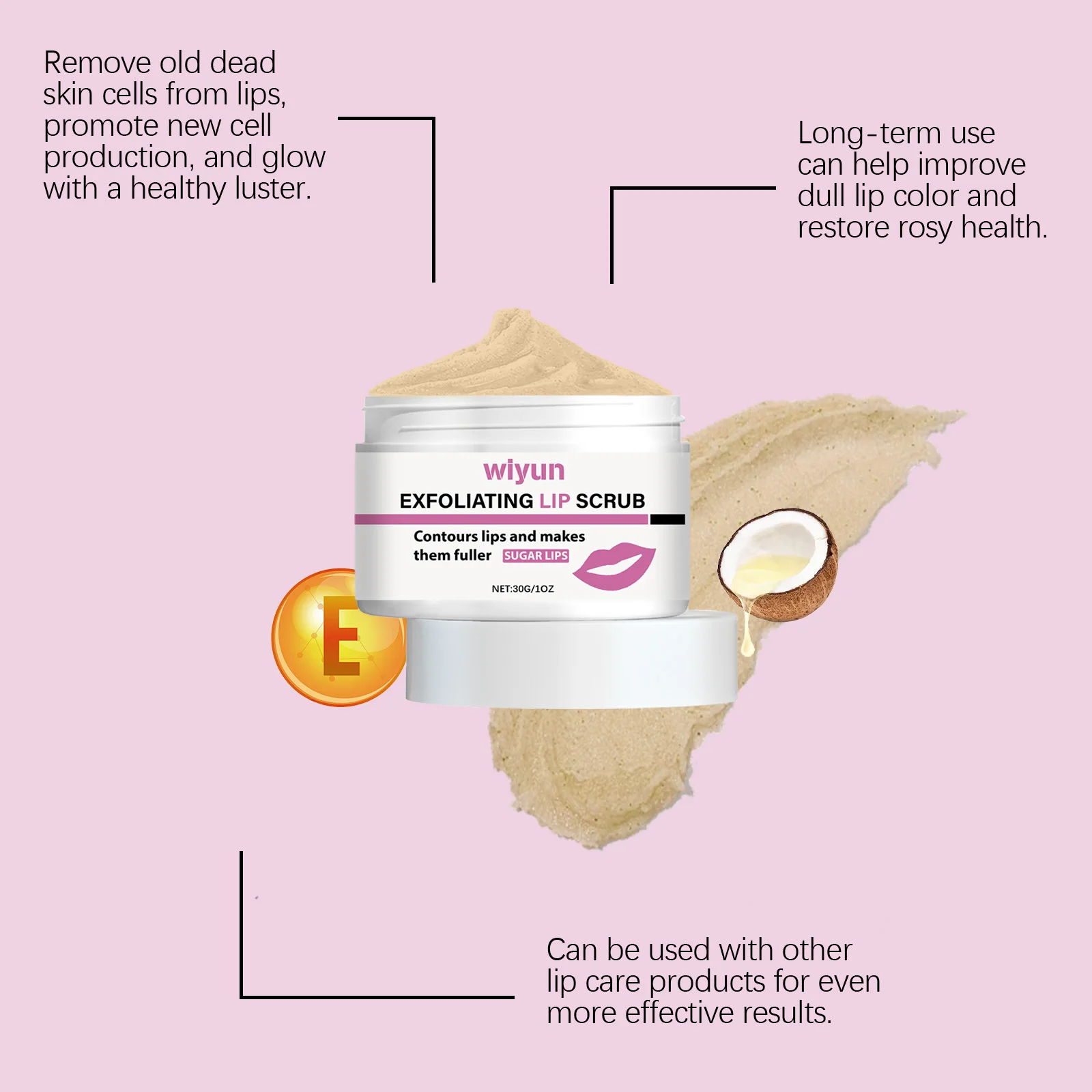 Gentle Lip Scrub, Exfoliating & Moisturizing Lip Care, Hydrating Sugar Scrub for Soft Smooth Lips