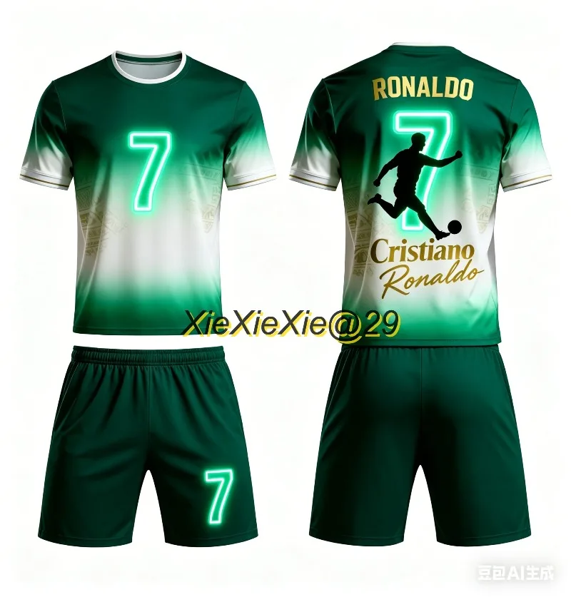 Summer Boys and Girls Special Edition 2026 AI Ronaldo # 7 Football Shirt T-shirt Shorts Set Adult and Children Couple Style Fans
