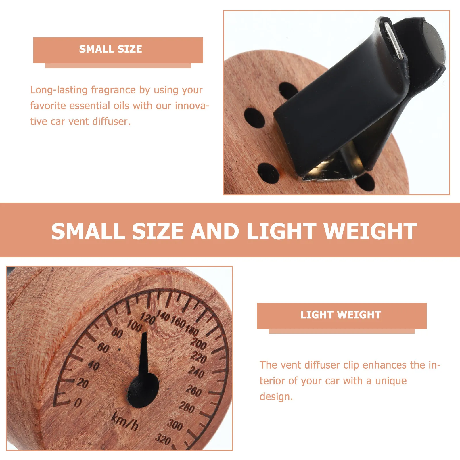 Car Vent Diffuser Clip Wooden Air Freshener for Cars Homes Offices Purifies Odors Easy Install Removable Car Aroma Decoration