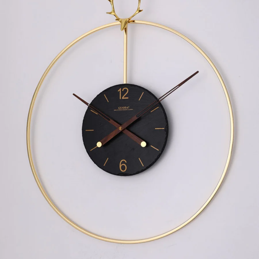 Unique Home Wall Clock Decoration Fashion Art Deco Wall Clock Living Room Gold Round Modern Silent Black Nordic Saat Room Decor