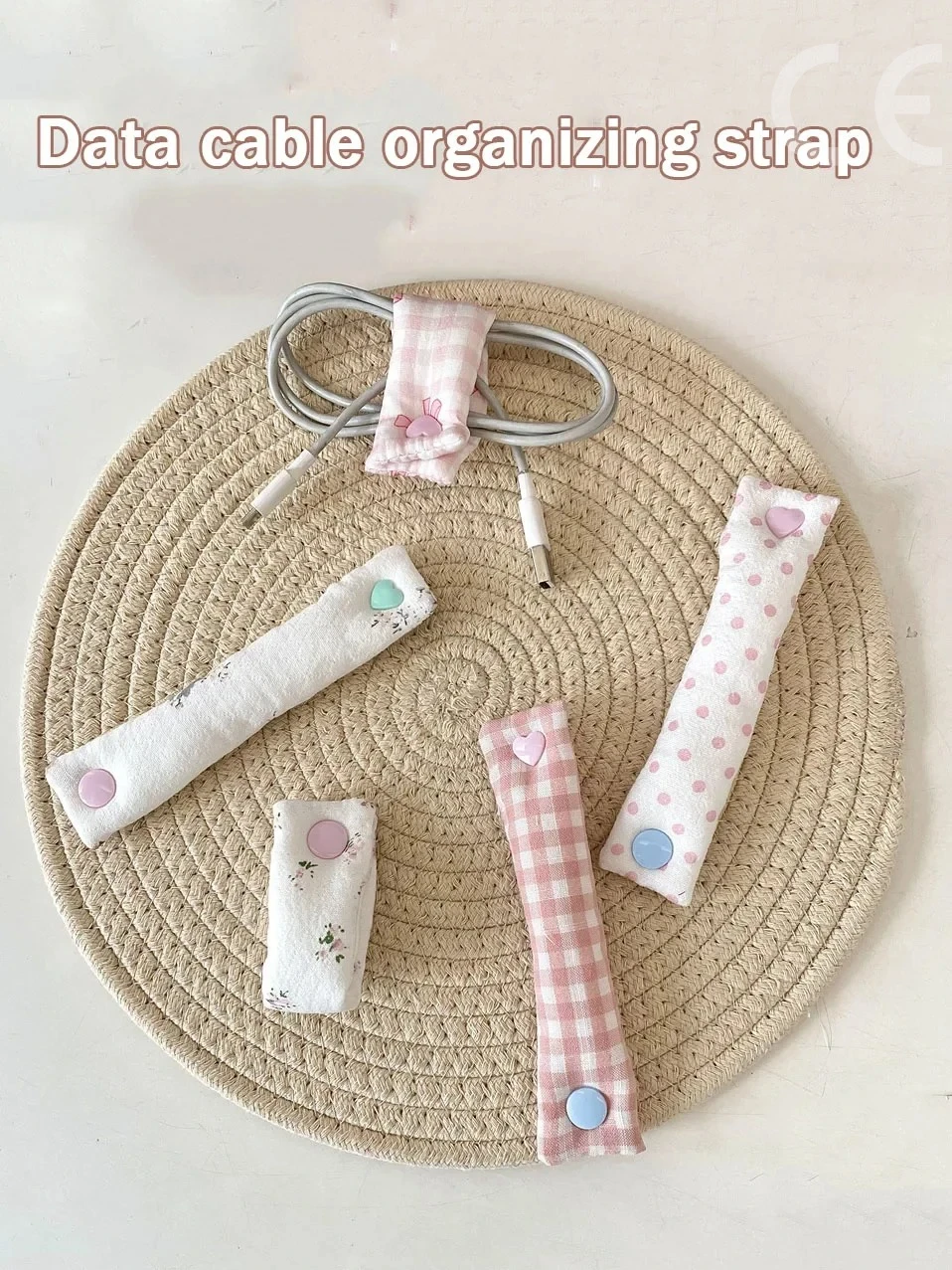 Organizador de Cabos Floral - Estilo INS, Fitas de Tecido Reutilizáveis para Fones de Ouvido/Cabos de Dados, 1 Unidade