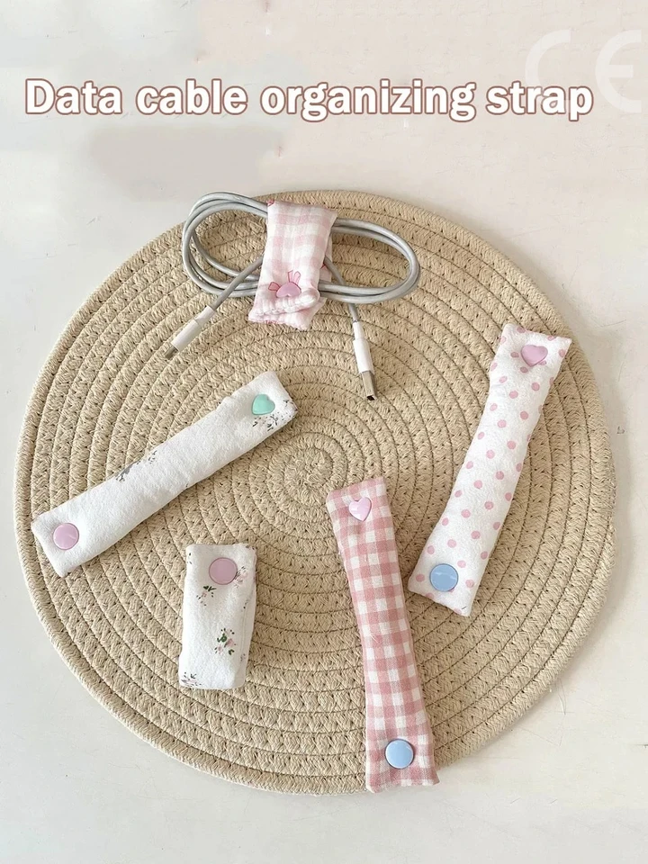 Floral Cable Tie - INS Style Cloth Cord Organizer, Cute Reusable Wire Straps for Earphone/Data Cables 1PC