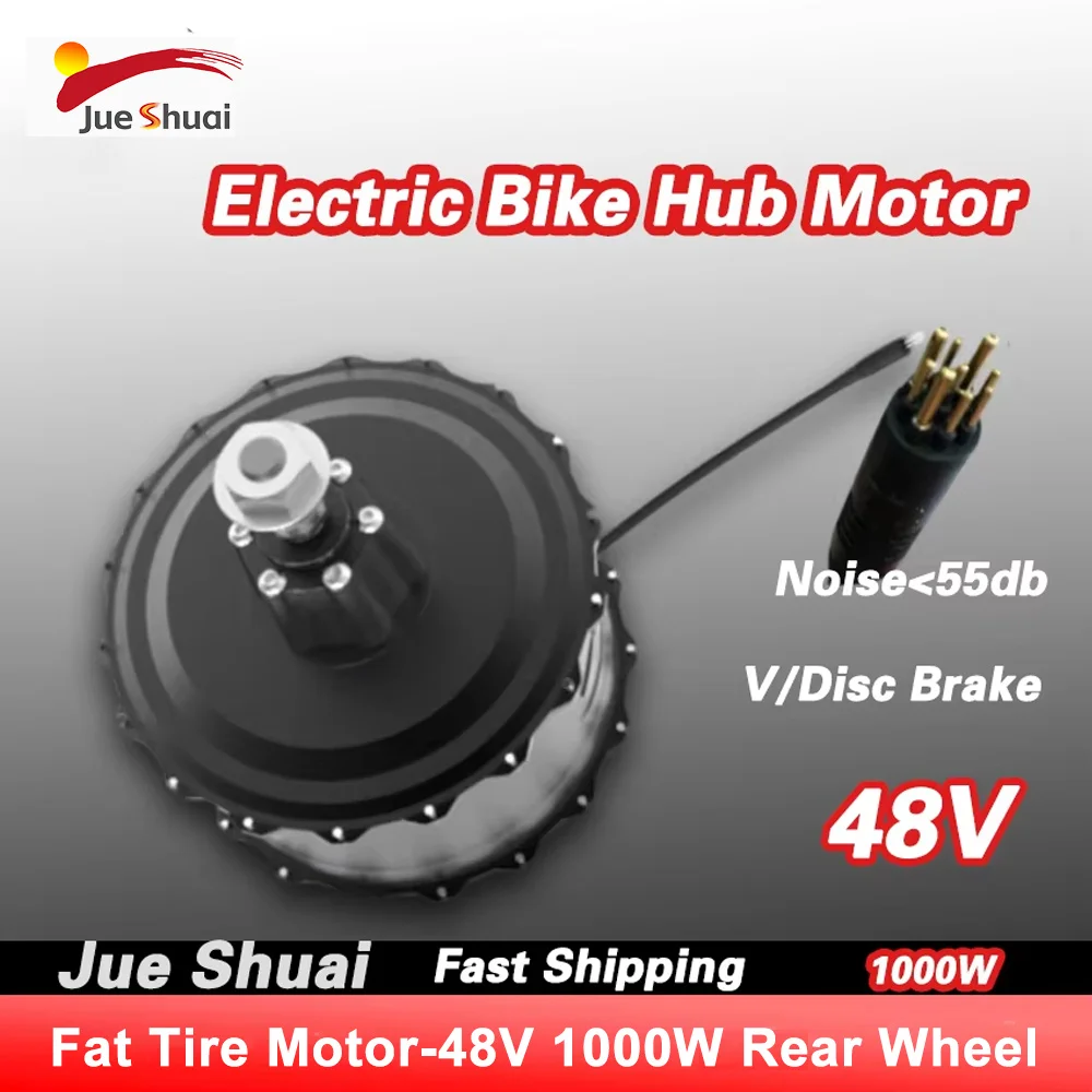 Electric Fat Bike Kit 48V 1000W Brushless Gear Rear Hub Motor 20inch 26inch 170/190mm Fork Size 9 Pin Plug For Snow E Bike
