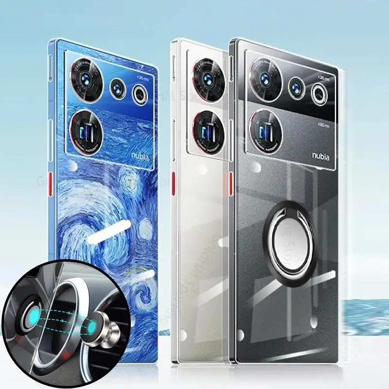 

Funda For ZTE nubia Z60 Ultra Transparent Soft Shockproof Case For Nubia Z50 Z40S Pro Magnetic Kickstand Cover For Axon 40 Ultra