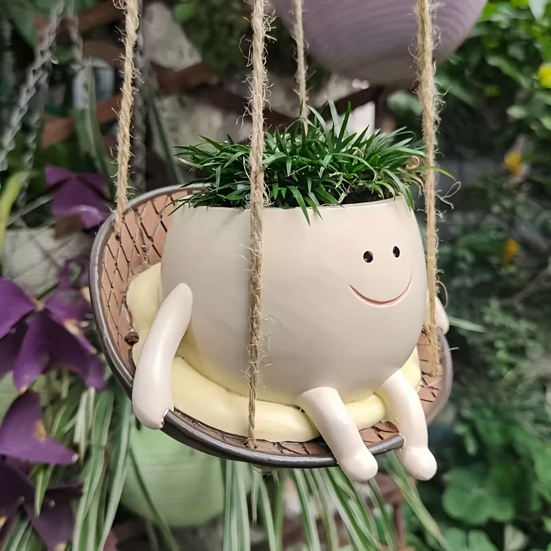 

1 шт., сочный цветочный горшок для растений, подвесной цветочный горшок, маленький подвесной стул, креативный домашний садовый цветочный горшок, креативный дизайн