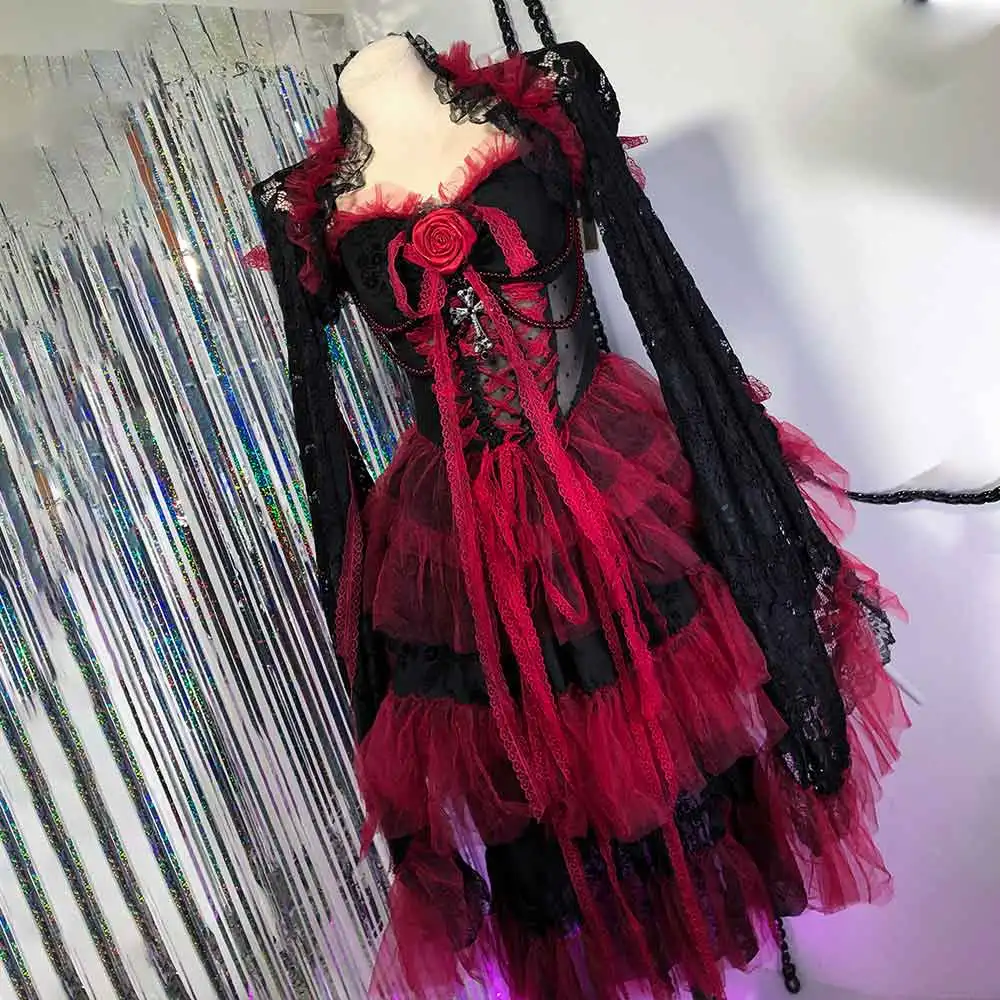 

Клубная одежда в стиле кавай, готика 90-х, E-Girls, ручная работа, топы с длинными рукавами в стиле Харадзюку Y2K, эмо, гранж, готическое платье, уличная одежда, панк-рок, эко-дайвинг, DIY