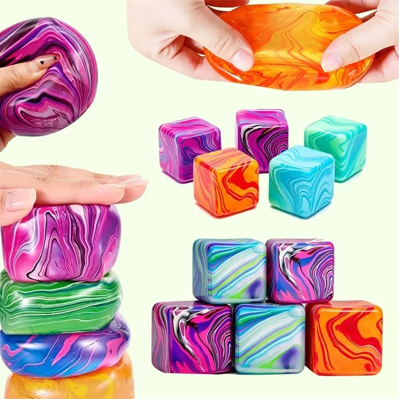 Schylling Needoh Nice Cube Maltose Rhyolite Swirl Solid Mixed Colors Non-Toxic Squeeze Relief ADHD Pressure Anxiety Toy Gift