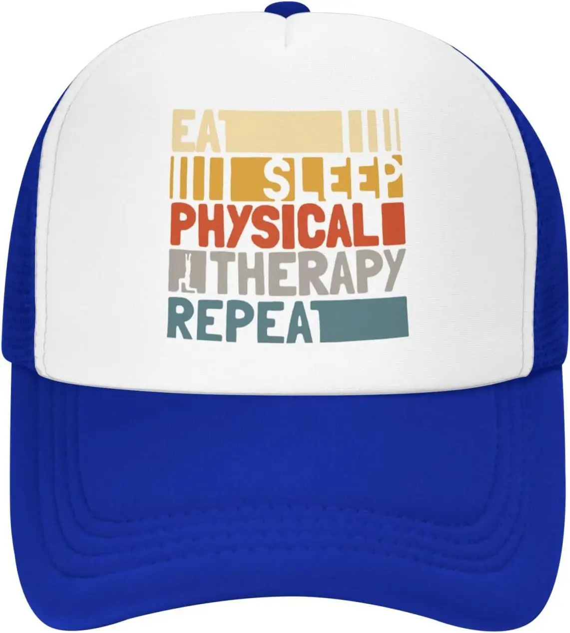 Eat Sleep Physical Therapy Trucker Hat Retro Graphic Mesh Snapback Cap Unisex Casual Adjustable