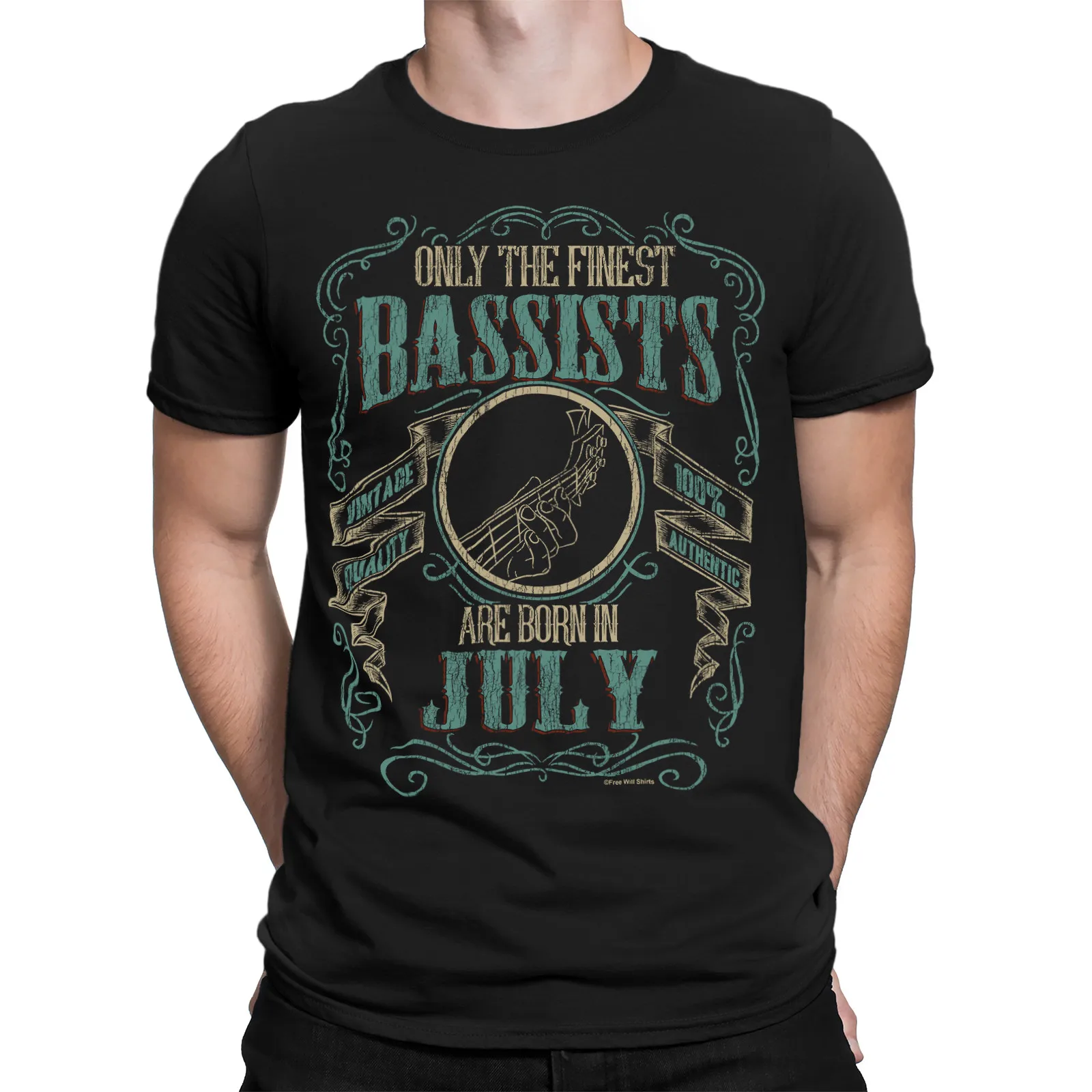 

Mens Quality Cotton T-Shirt Finest BASSISTS Born JULY Bass Guitar Music Eco Gift