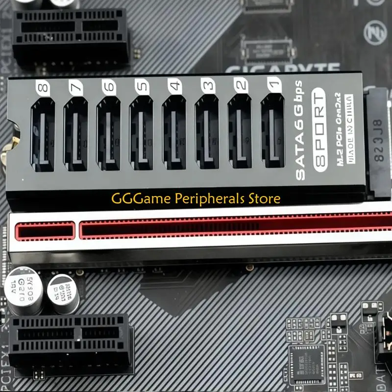 

U55B 8 Way SATA3 6Gbps Extension Card For M.2 PCIe Slot With Independent Activity LEDs