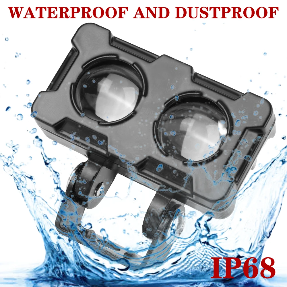 دراجة نارية LED عدسة الأضواء عدسات مزدوجة الأضواء 20 واط ثنائي اللون أبيض أصفر ضوء الدراجات النارية مساعد الضباب مصباح 1 قطعة #5