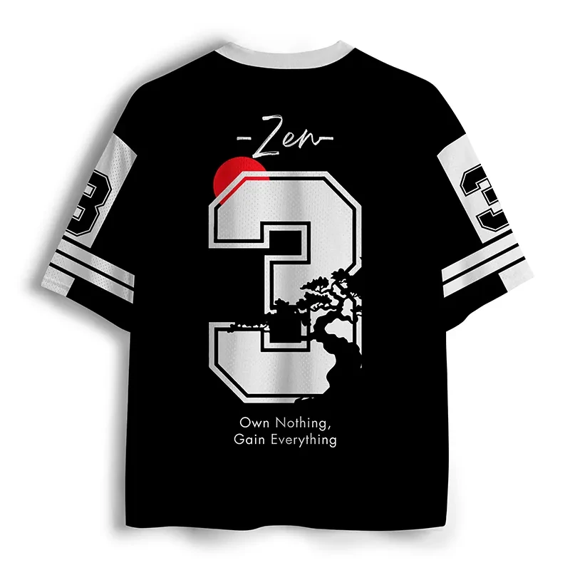 2026 Japanese Zen Kanji 3D Print Jersey Men Summer Sports Outdoors Y2K T-shirt Breathable Quick Drying Streetwear Clothing