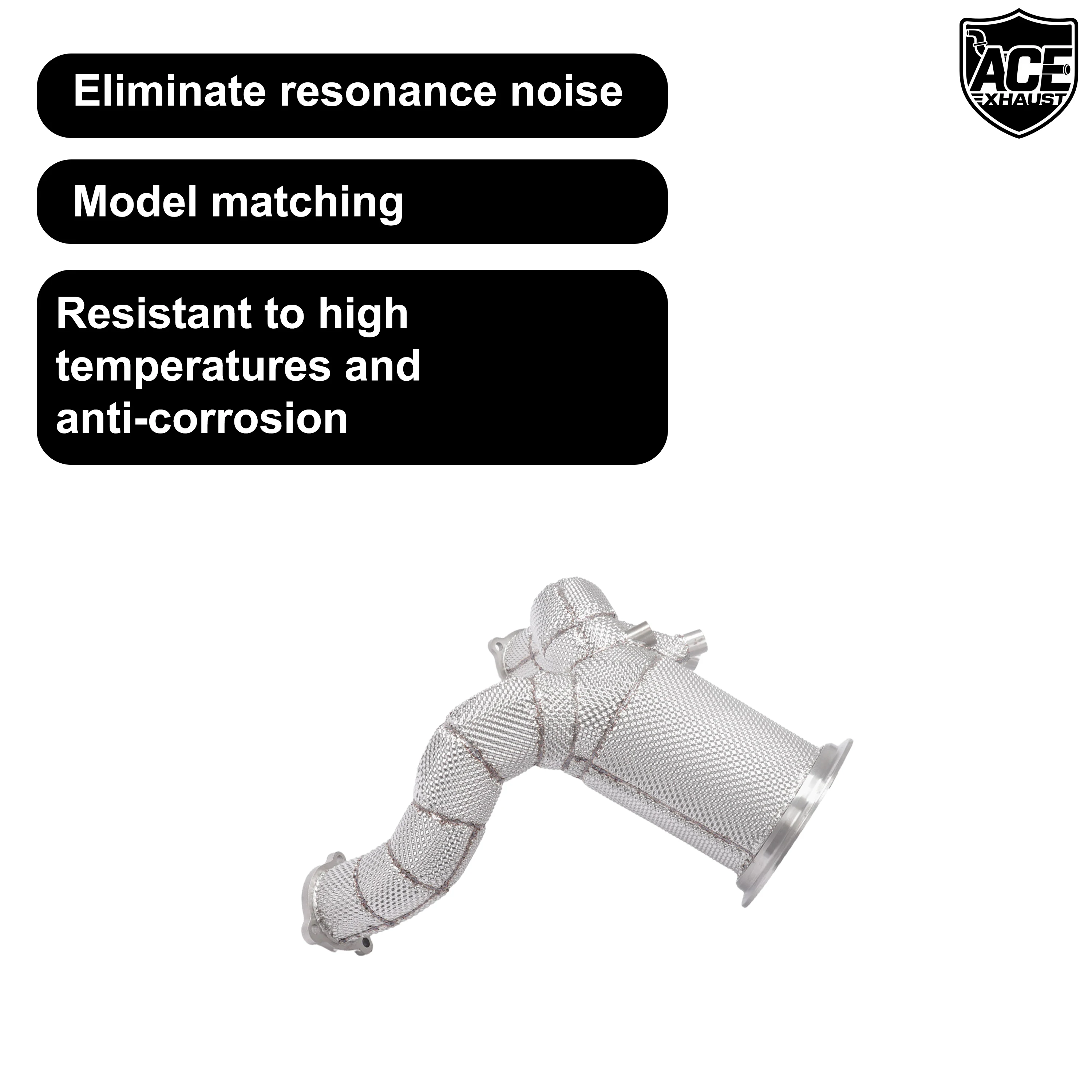 ACE Edelstahl-Auspuff-Renn-Downpipe für Porsche Cayenne 9Y0 3.0T Hochleistungs-Auspuffanlage mit Hitzeschutz-Auspuffrohr – Detail 6