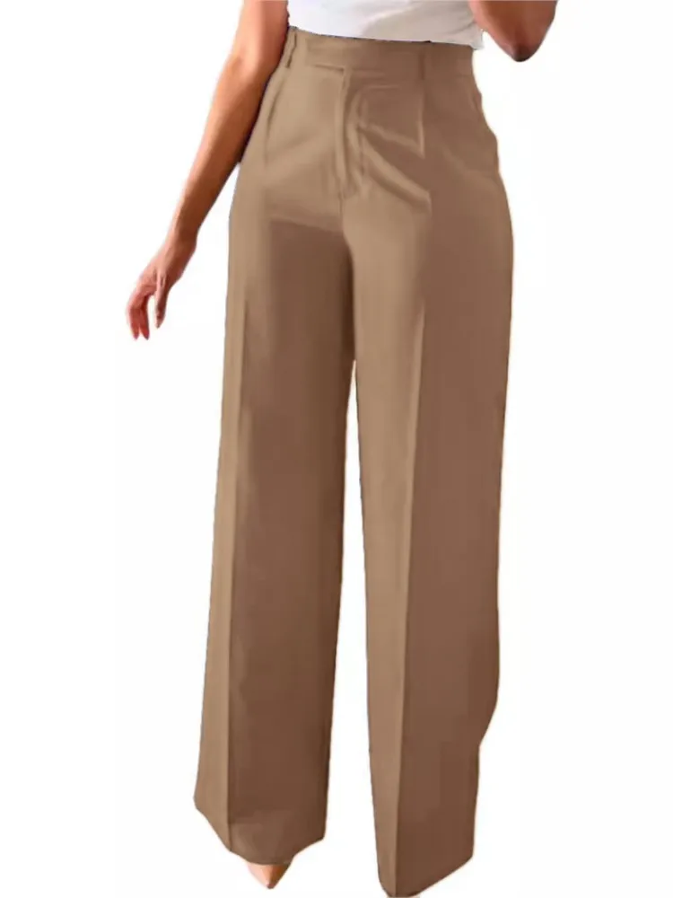 2025 Spring Autumn Trousers High Waist Straight Pants Wide-leg Pants Female Office Fashion Trousers Women New Ladies Clothes