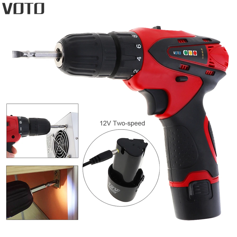 100 -240V Cordless 12V Electric Screwdriver for Handling Screws Punching Adjustment Switch Two-speed Adjustment Button