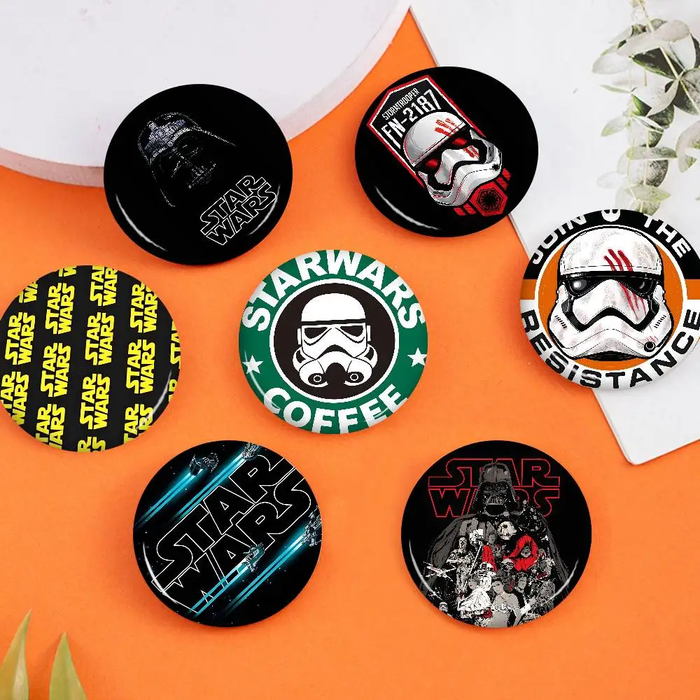 StarS Cool W-Wars Various Anime 32/44/58mm Round Cartoon Brooches Handmade Pins for Backpack Jewelry Accessories Gifts Badge