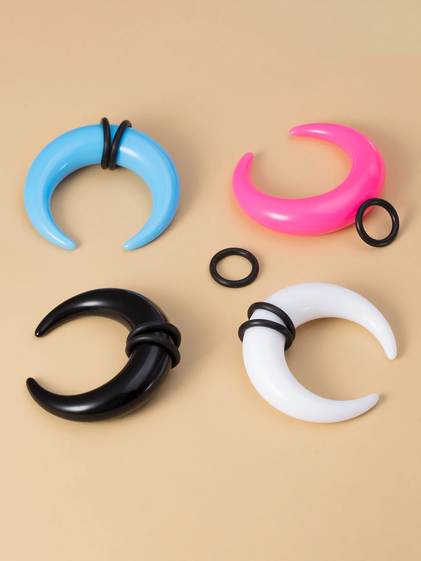 1 Paar große Büffelhorn Septum Ring Piercing weiß Auqa Acryl Ohr Kegel Keil Expander Punk Körperschmuck – Detail 6