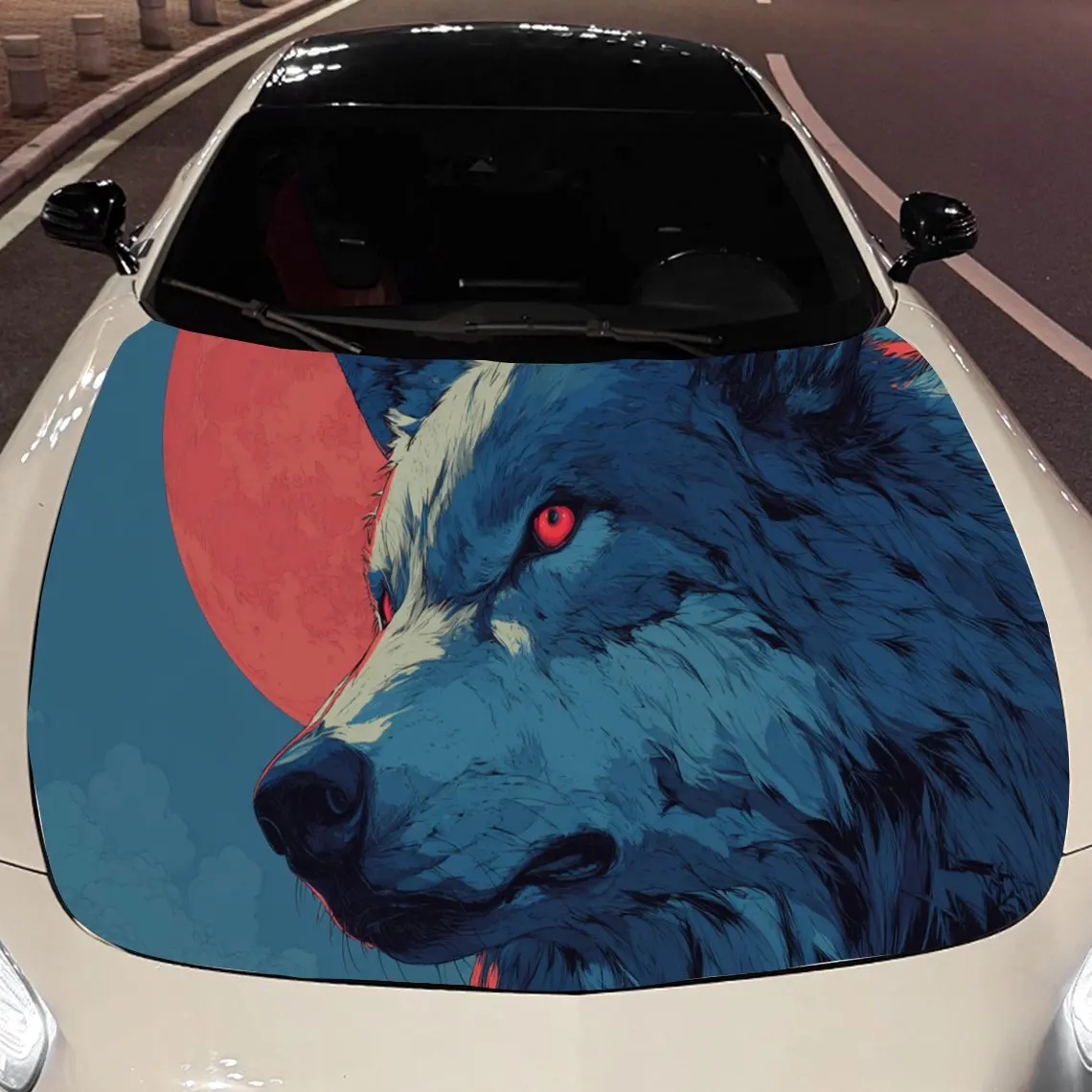 

The leopard bares its teeth in a side profile Red Moon Gray Wolf Car Hood Vinyl Stickers Car Surface Protection Decal Car Decora